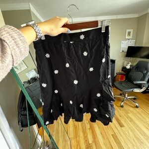 Loft black flowy skirt with flower design